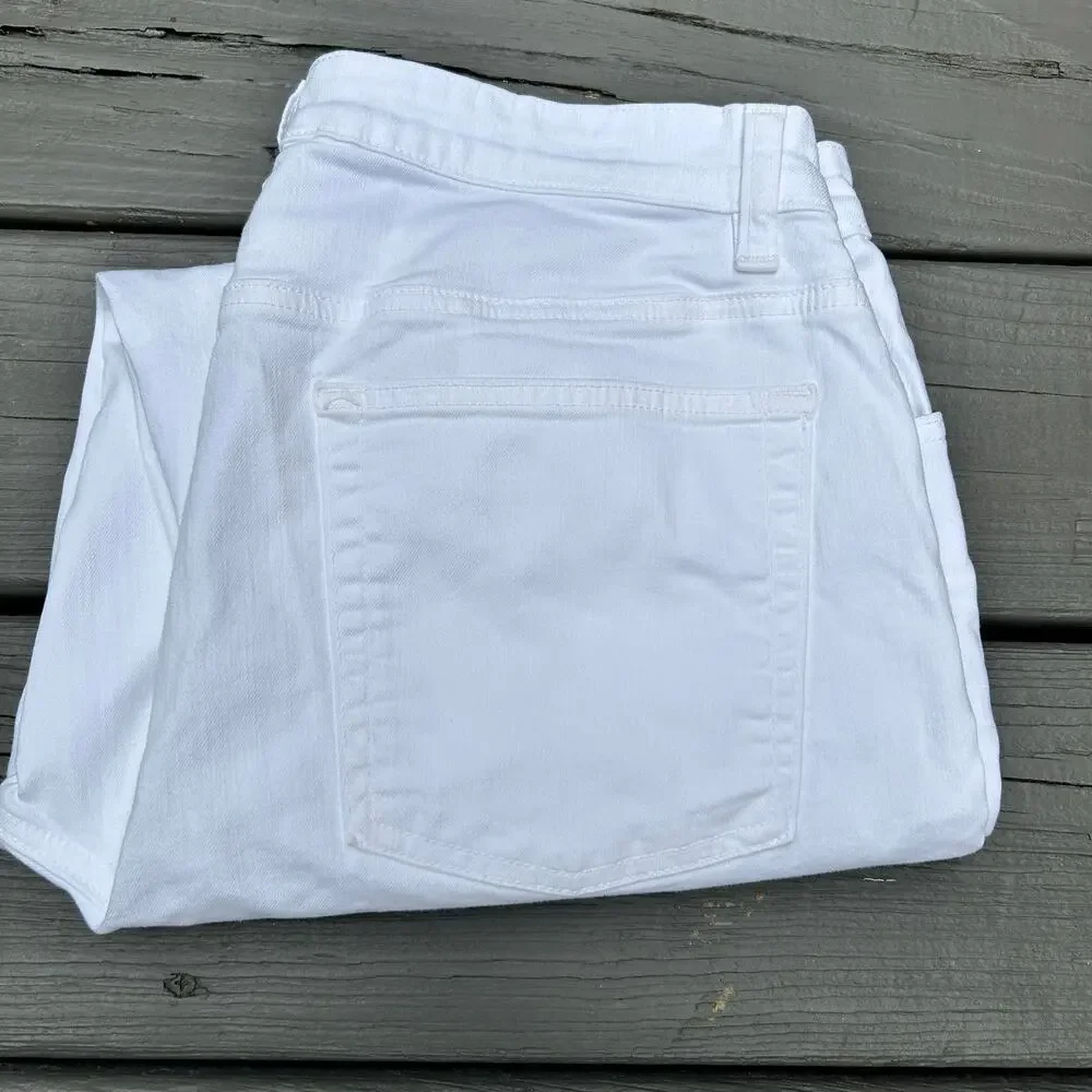 Eileen Fisher System White Jeans Slim Ankle Denim Size 12